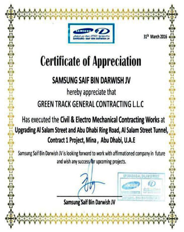 Certificate of Appreciation